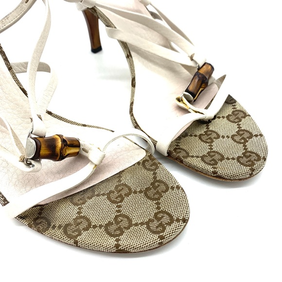 Gucci GG Monogram Bamboo Straps Slingback Sandals - Picture 7 of 9